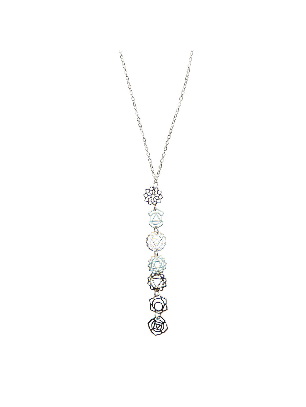 Silver Seven Chakra Drop Necklace